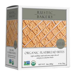 Rustic Bakery Handmade Sourdough Flatbread Cracker Bites - Olive Oil & Sel Gris - Sea Salt Charcuterie Crackers for Cheese Platters or Snacking - Made in California - Pack of 4, 6 Oz Bags (EXP 04/08/27)