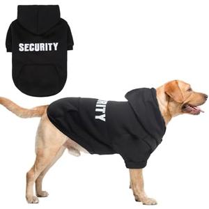 SCENEREAL Security Dog Hoodie Sweater for Dogs, Embroidered Dog Clothes with Hat Pockets and Leash Hole, Soft Warm Fleece Pets Cold Weather Halloween Costumes for Boys Girls XXL