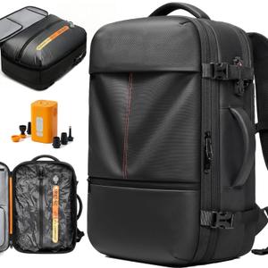 Vacuum Seal Backpack Travel with Ultra-Powerful Pump, 80L Expandable Travel Backpack with Vacuum System w/TSA Lock (Black)