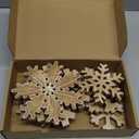 Kajaia 9 Pcs Winter Wooden Snowflake Table Decorations White 3D Snowflake Tabletop Centerpieces Winter Standing Sign Xmas Tiered Tray Decor for Home Fireplace Mantel Party Supplies