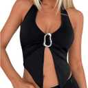 SOLY HUX Women's Halter Top V Neck Sleeveless Split Hem Backless Y2k Crop Tank Tops
Size XS