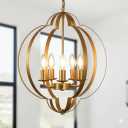 DLLT 5-Light Chandeliers for Dining Room, Copper Chandelier for Entryway, 16.53'' Adjustable Hanging Ceiling Pendant Light, Living Room, Bedroom, 40W, E12 Base, Silver (Bulbs Not Included)