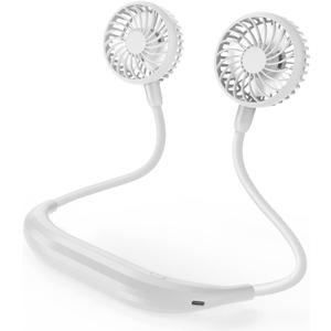 Portable Neck Fan, 2600mAh Battery Operated Ultra Quiet Hands Free USB Fan with 3 Speeds, Strong Wind, 360 Adjustable High Flexibility Wearable Personal Fan for Home Office Outdoor Travel (White)