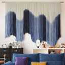 IOWER Macrame Wall Hanging Large Blue Dip Dyed Fiber Art Tapestry, Handmade Boho Wall Decor for Living Room Bedroom, Macrame Wall Art 57" W x 39" L