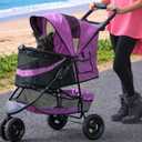 Pet Gear No-Zip Special Edition 3 Wheel Pet Stroller for Cats/Dogs, Zipperless Entry, Easy One-Hand Fold, Removable Liner, Cup Holder, Iris