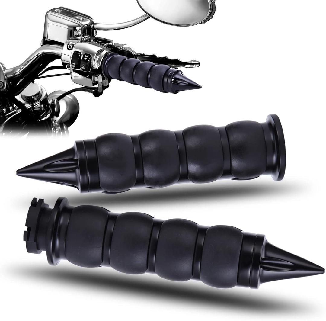DREAMIZER Universal Motorcycle Hand Grips with Black Non-Slip Rubber for Harley Honda Yamaha Suzuki Kawasaki (1" (25mm))