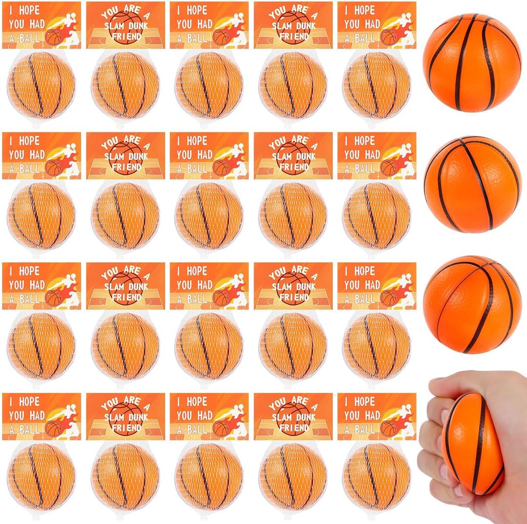 LiYiQ 24Pcs 2.36 Inch Basketball Stress Balls Mini Foam Squeeze Balls for Basketball Party Favors Basketball Party Decorations Basketball Goodie Bag Stuffers