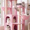 Globlazer Cat Tree Tower for Indoor Cats Large Adult, FC50, Beige
50-inch Adult Cat Tree House with Steps, Scratching Post, 2 Cat Caves, Dangling Toys