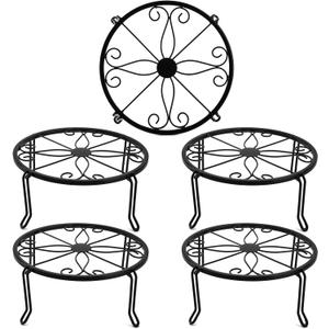Tosnail 5 Pack Metal Plant Stands for Indoor and Outdoor, Planters Flower Pots Holder, Beverage Dispenser Stand, Pumpkin Short Stand, Double Braces Legs