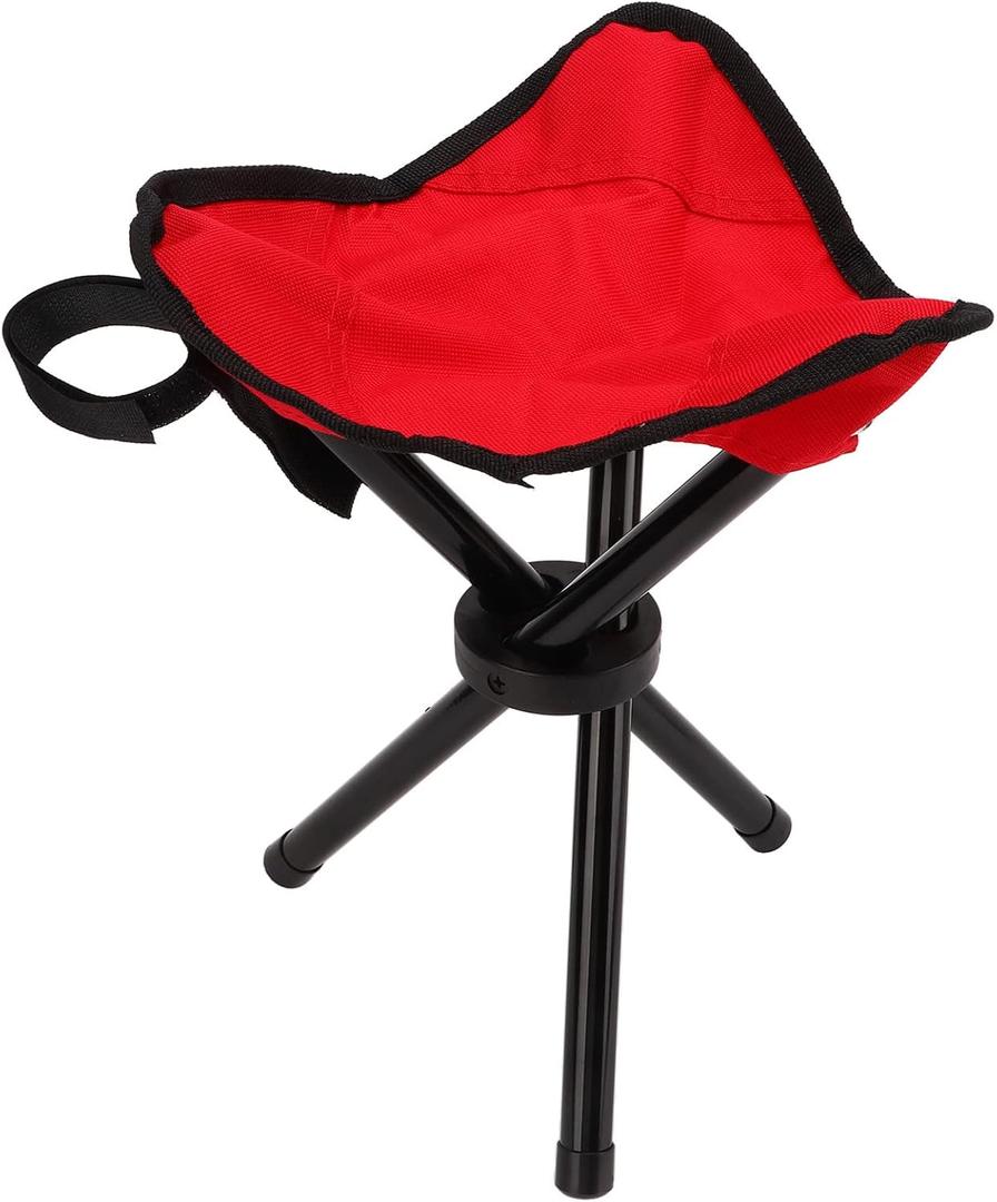 Portable Camping Tripod Stool Lightweight Foldable Chair for Hiking with High Load Bearing Capacity (Red)