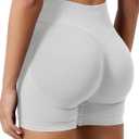 YEOREO SoftHue Women Workout Gym Impact Shorts Hidden Scrunch Butt Lifting 2.5"/3.6"/4.5"/6" Seamless Shorts (Medium, Beige)