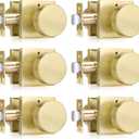 Haidms Gold Door Knobs Interior, Heavy Duty Square Brass Interior Door Knobs for Bedroom Brushed Gold Privacy Doorknobs Bathroom(6 Pack)