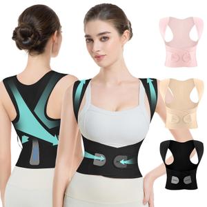 babaka Posture Corrector for Women, Invisible Lightweight Adjustable Back Brace for Upper and Lower Back Pain Relief, Hunchback, Hump, Scoliosis, Thoracic, Spine Corrector Under Clothes (Black, Small, Waist: 25''-30'') (Black, S)