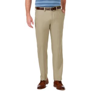 Haggar Men's Cool 18 Pro Straight Fit Flat Front Dress Casual Stretch Golf Pant (34W x 32L, Khaki)
