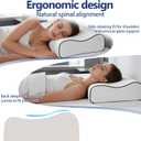 Natural Latex Pillow for Sleeping, Ergonomic Cervical Pillow for Neck Support, 90% Latex Core with Breathable Removable Washable Cover, Contour Bed Pillow for Side & Back Sleepers (White 40*60cm), 15.7 inches by 23.6 inches