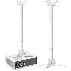 2-Be-Best Upgraded Projector Ceiling Mount 31-59 / 78-150CM Strong Extending Drop Ceiling Projector Mount Adjustable Long Projectors Mounts for Home Office Factory White