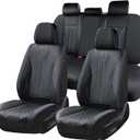 FLORICH Seat Covers for Cars, Front and Back Car Seat Cover Luxury Faux Leather Waterproof Seat Cover Full Coverage Seat Protector Full Set Universal Fit for Most Cars SUV Trucks, Black&Blue Line