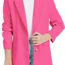 EXARUS Girls Blazer Kids Blazers Jacket Teen Suit Graduation Hot Pink Blazer Long Sleeve Open Front Button Formal Lapel Collar with Inner Pockets School 10Y