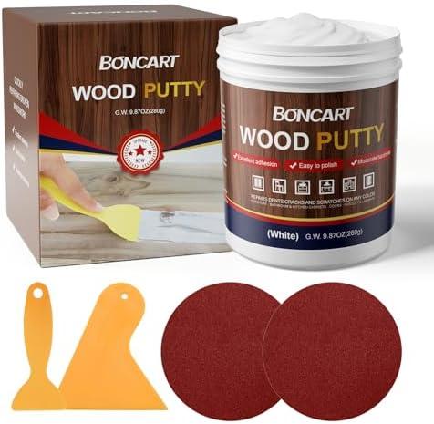 BONCART Wood Filler,Wood Putty,Wood Filler Paintable,Wood Repair Putty Stainable,9.87 Ounce White wood filler,Wood furniture repair kit,Quickly repair any broken and defective wooden furniture
