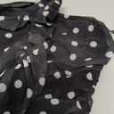 OYOANGLE Women's Polka Dots Mesh Tube Top Ruched Strapless See Through Fitted Bandeau Crop Tops Black and White L