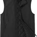 ASPO Men's Windproof Warm Golf Vest Outerwear with 6 Pockets Waterproof Winter Softshell Sleeveless Puffer Jacket for Hiking (X-Large, Black)