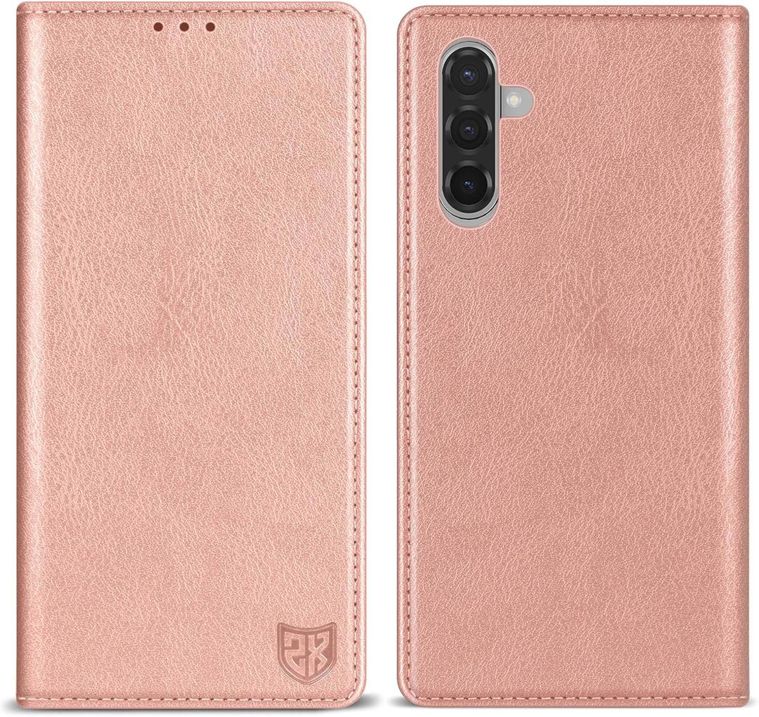 ZZXX for Samsung Galaxy A26 Wallet Case with [RFID Blocking] Card Slot Stand Strong Magnetic Leather Flip Fold Protective Phone Case for Samsung Galaxy A26 Case Wallet(Rose Gold-6.7 inch)