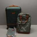 Coolife Suitcase Set 3 Piece Luggage Set Carry On Travel Luggage TSA Lock Spinner Wheels Hardshell Lightweight Luggage Set(Dark Green, 3 piece set (BP/TB/20))