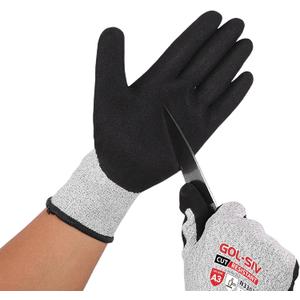 ANSI A3 Cut Resistant Gloves, Double-Layer Nitrile-Coated Safety Gloves For Automotive Repair, Heavy Machinery Processing, Logistics Handling, Woodworking, Durable, Machine WashableL (Large)