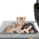 Pet Heating Pad for Cats Dogs Electric Heated Bed Waterproof Warming Mat Indoor Outdoor Chew Resistant Cord Adjustable 5 Timer and 6 Level Temperature for Pets Puppy Animals-17.7x17.7in (Small)