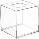 Clear Acrylic Tissue Box Cover with Top Opening Smooth Polished Surface Moderate Napkin Dispenser for Bathroom Kitchen Office Car and Home Use