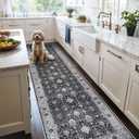 Hallway Washable Runner Rug - 3x10 Kitchen Rugs Entryway Rug Runner Vintage Soft Floor Mat Non Slip Indoor Farmhouse Carpet for Bathroom Living Room Bedroom 