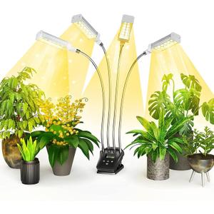 LED Grow Light, 144LEDs Full Spectrum Clip Plant Growing Lamp 360° Adjustable Timed Plant Grow Lamp for Indoor Plants Greenhouse(Silver)
