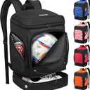Soccer Bag - Soccer Backpack with Ball Holder,Sport Equipment Bags gifts for soccer stuff Water resistant Includes Separate Cleat Fit Basketball Volleyball Football (Black)