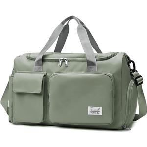 Suruid Travel Duffel Bag with Shoes Compartment Sports Gym Bag with Dry Wet Separated Pocket for Men and Women, Overnight Bag Weekender Bag Training Handbag Yoga Bag - Dark Green