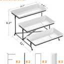 Mfacoy 3 Tier Serving Tray Set, 12" Tiered Serving Trays Platters, Reusable Serving Tray for Party, Collapsible Sturdier Stand with Stable Cross Bars, Serving Platters for Veggie, Fruit, Dessert