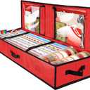BALEINE Wrapping Paper Storage Organizer, 40" Durable 600D Oxford Fabric Gift Wrap Storage Bag with Flexible Partitions for Ribbon, Holiday Accessories (Red) (1 Count (Pack of 1)