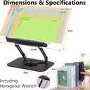 ASIEIT Book Stand for Reading, Acrylic Adjustable Book Holder with 360 Rotating Bases & Elastic Page Clips, Foldable Multifunctional Display Stand for Bible, Laptop, Recipe, Tablets, Textbook