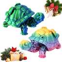 2Pcs 3D Printed Ocean Turtle, Gradient Color 3D Printed Animal Ornaments, Mechanical Turtle Gift for Adult Collectibles Gift Desk Home Decoration