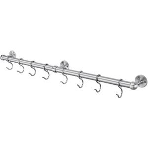 ROTHLEY Stainless Steel Hanging Pot Rack Hanger: 23.7 Inch Pot and Pan Hanger Wall Mounted Hanging Pot Bar Rack Heavy Duty Pot Hangers Kitchen Rail with 8 S Hooks (Brushed)