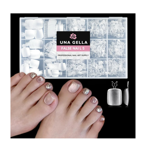 UNA GELLA Toe Nail Tips 504Pcs - Full Cover Matte Squavol Toe Nails Soft Gel Pre-file Gel Toe Nail Tips For Toe Nail Extensions Home DIY Nail Salon Soak Off 15 Sizes