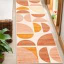MUJOO Boho Runner Rug Washable,2x6 Area Rugs for Hallways Kitchen Bathroom Bedroom Entryway,Non Slip Carpet Long Mat Indoor,Soft Modern Abstract Bohemian Orange (Orage and Beige)