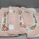 Drydiet 3 Pcs Rose Flowers Bathroom Rugs Set Coquette Room Decor Floral Carpet for Bathroom Bedroom Living Room, Floral Bath Mat Non Skid Romantic Rose Flower Area Rugs 3 Shapes(Pink,Small)