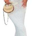 LOUSEA Women's Crochet Flower Coverup Dress Open Back Beach Swimsuit Cover Ups See Through Knit Dress (White) S