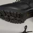 Soda Single Lug Sole Chunky Heel Combat Ankle Boot Lace up w/Side Zipper (8, Black Pu)