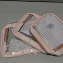 PACKISM TSA Approved Toiletry Bag - Clear Makeup Bag Waterproof Quart Size Bag, Travel Makeup Cosmetic Bag for Women, Carry on Airport Airline Compliant Bag, 3 Pack (Medium Set (Standard), Beauty Nude Pink 3 Pack)