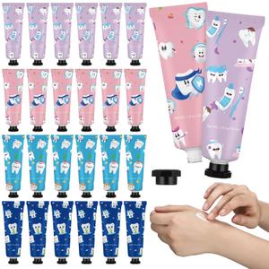 Loopeer 24 Pcs Dental Assistant Week Gifts Bulk Dental Hygienist Appreciation Teeth Themed Hand Creams Travel Size Mini Hand Lotion Thank You Gifts for World Oral Health Day (Teeth Theme)