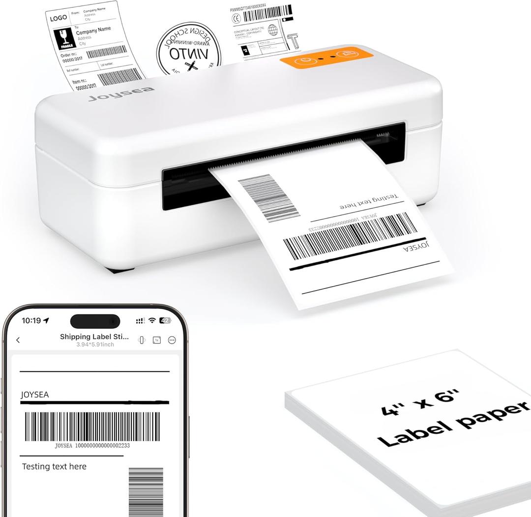 Joysea Bluetooth Shipping Label Printer, E41 Pro 4x6 Wireless Thermal Printer for Amazon, FedEx, USPS Labels, Compatible with iOS, Android, Windows Mac
