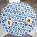 Walrus Round Vinyl Fitted Tablecloth with Flannel Backing Elastic Edge Design Table Cover Waterproof Oil-Proof PVC Table Cloth Stain-Resistant Best for 57"-66" Round (Floral Vine)