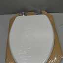 Mayfair Bennett Toilet Seat with Brushed Nickel Hinges, Slow Close Wood Seat, Secure Metal Hinges, Easy Install, Elongated, White