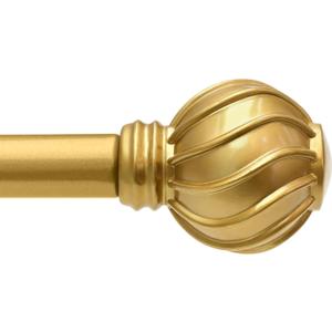 Lootkell Gold Curtain Rods for Windows 28 to 48 Inches Adjustable Length Heavy Duty 7/8" Diameter Window Curtain Rod with Decorative Finials for Outdoor Farmhouse Bedroom Kitchen Living Room (18"-60"|1 Pack)